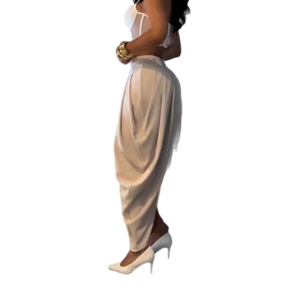 High Waist Loose Drooping Pleated Irregular Tapered Casual Pants Trousers - Image 5