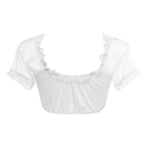 Women's Classical Beer Festival Regular Base Lace Stitching Small Shirt Top - Image 3