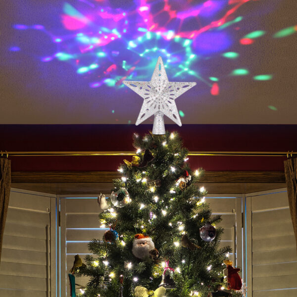 Christmas Tree Top Light Star Snowflake Shape LED Laser Projector Lights Christmas Tree Ornament - Image 5