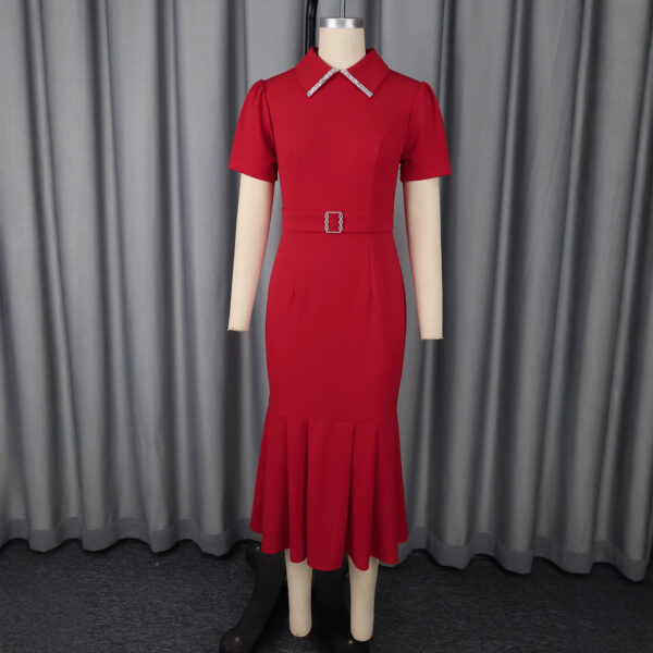 Lapel Short Sleeve Dress - Image 4