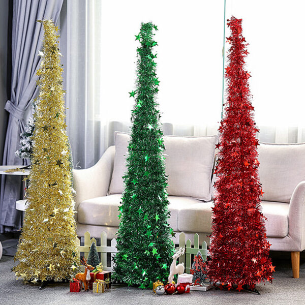 Artificial Tinsel Up Christmas Tree With Stand Gorgeous Collapsible Artificial Christmas Tree For Christmas Decorations - Image 2