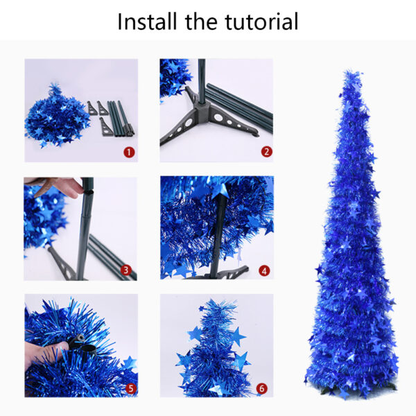 Artificial Tinsel Up Christmas Tree With Stand Gorgeous Collapsible Artificial Christmas Tree For Christmas Decorations - Image 3