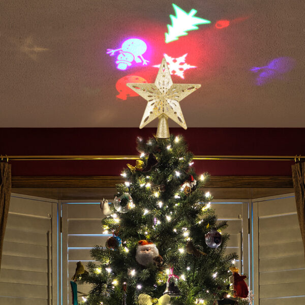 Christmas Tree Top Light Star Snowflake Shape LED Laser Projector Lights Christmas Tree Ornament - Image 6
