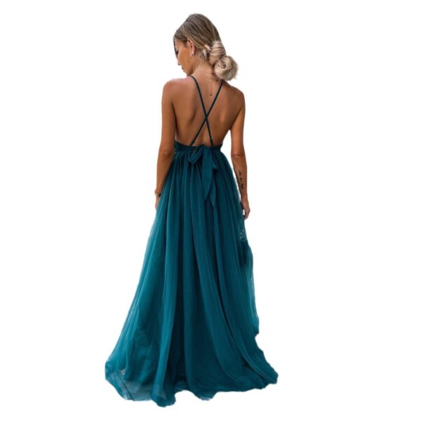 Sleeveless Split Large Swing V-neck Casual Mesh Dress - Image 5