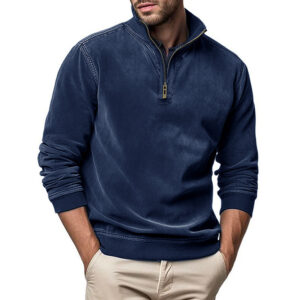 Zipped Stand Collar Sweater