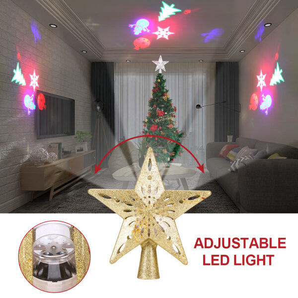 Christmas Tree Top Light Star Snowflake Shape LED Laser Projector Lights Christmas Tree Ornament - Image 8