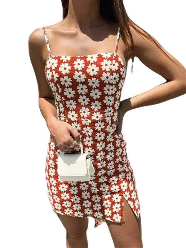 Beach Mini Skirt Printed Backless Sling Slim Fit Dress - Image 5
