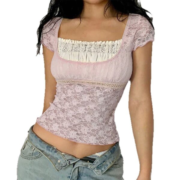Design Blouse Women's Slim Fit Solid Color And V-neck Hot Girl T-shirt - Image 5