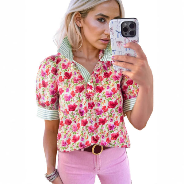 Printed Casual Loose Breathable Short Sleeve Shirt SpringSummer New V-neck - Image 5