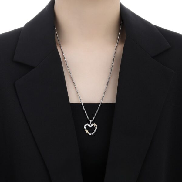 Personalized Hip Hop Style Irregular Heart Titanium Steel Necklace - Image 5