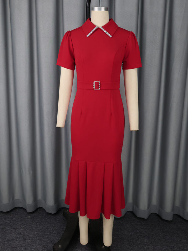 Lapel Short Sleeve Dress - Image 5