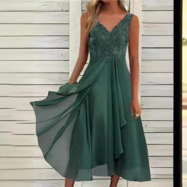 Sleeveless Dress Chiffon Stitching Lace Hollow Women - Image 3
