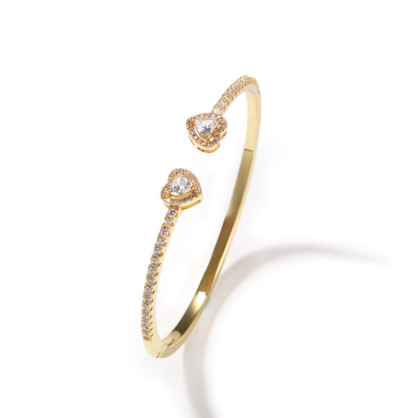 Fine Circle Pairs Of Heart Shape With Diamond Bracelets - Image 4