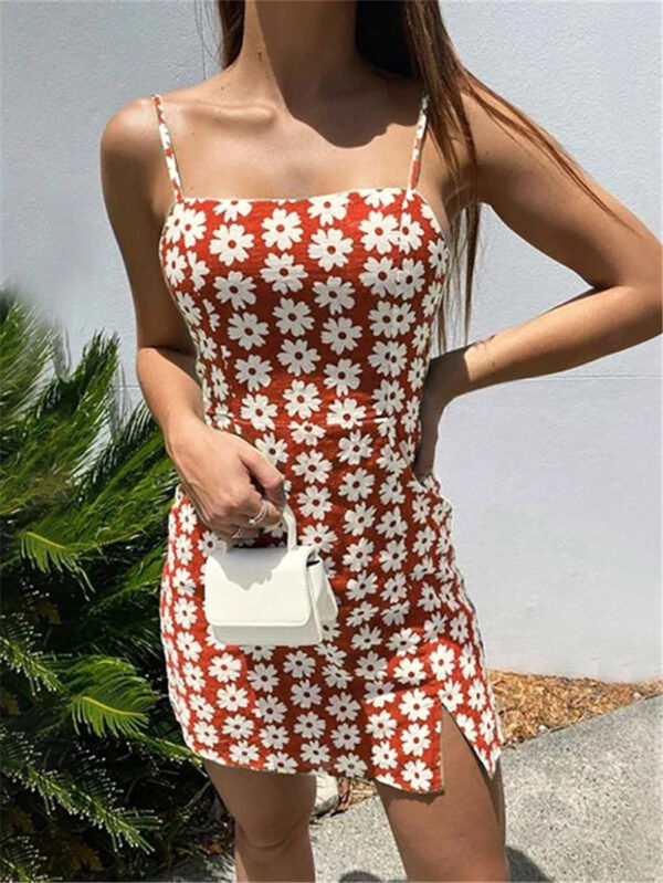 Beach Mini Skirt Printed Backless Sling Slim Fit Dress - Image 6