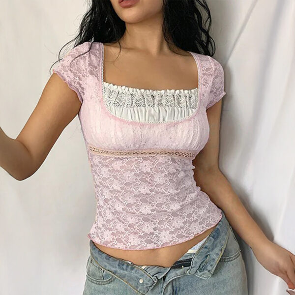 Design Blouse Women's Slim Fit Solid Color And V-neck Hot Girl T-shirt - Image 4