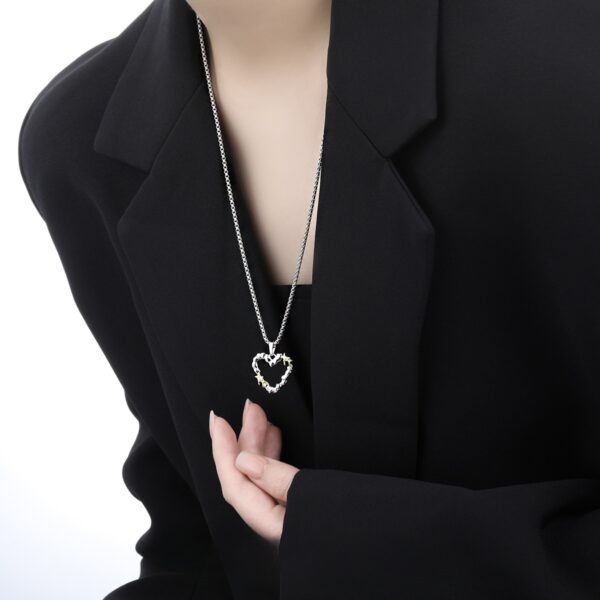 Personalized Hip Hop Style Irregular Heart Titanium Steel Necklace - Image 4
