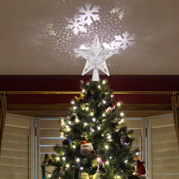 Christmas Tree Top Light Star Snowflake Shape LED Laser Projector Lights Christmas Tree Ornament - Image 4