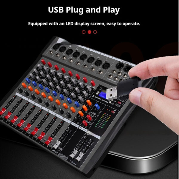 CT8 Professional 8-way Mixer USB With Bluetooth Monitor DJ Console Audio Mixer - Image 2