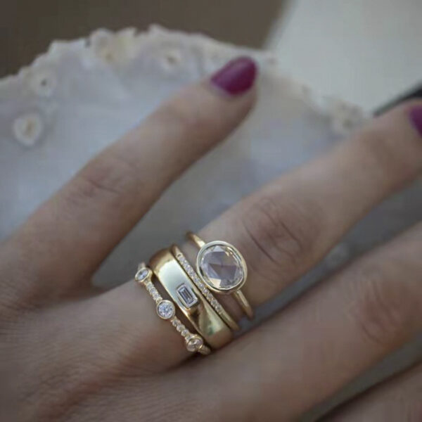Square Zirconium Four-piece Diamond Ring - Image 4