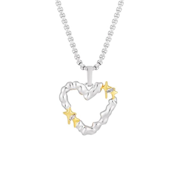 Personalized Hip Hop Style Irregular Heart Titanium Steel Necklace - Image 2