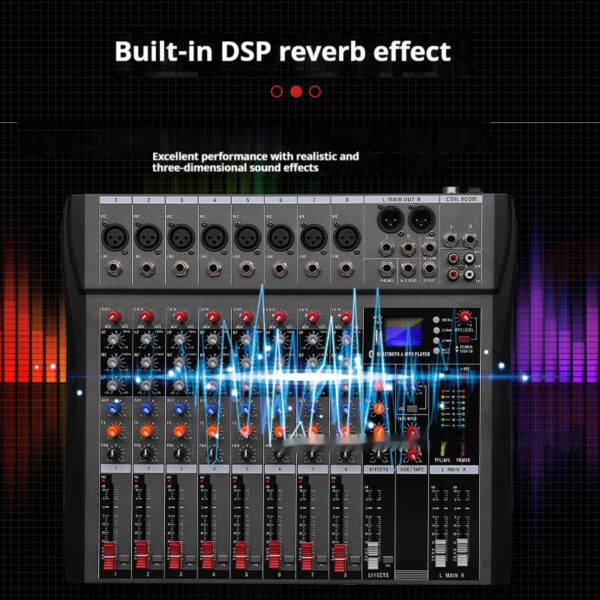CT8 Professional 8-way Mixer USB With Bluetooth Monitor DJ Console Audio Mixer - Image 4