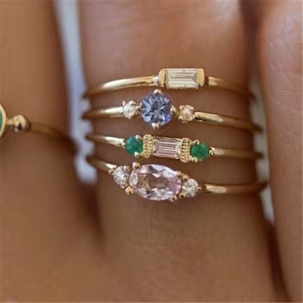 Square Zirconium Four-piece Diamond Ring - Image 3