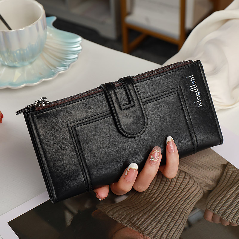 Women's Wallet Long Two-fold Zipper Plain - Image 6