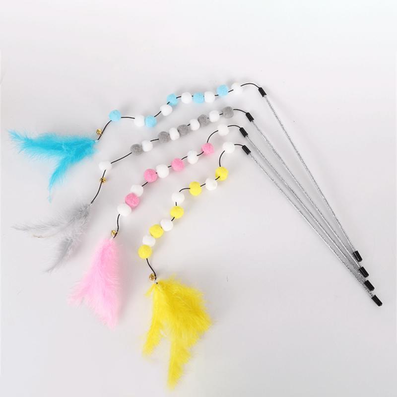 Funny Kitten Cat Teaser Interactive Toy Rod With Bell And Feather Toys For Cats Teaser Interactive Toy Rod Pet Cats Toys Stick - Image 8
