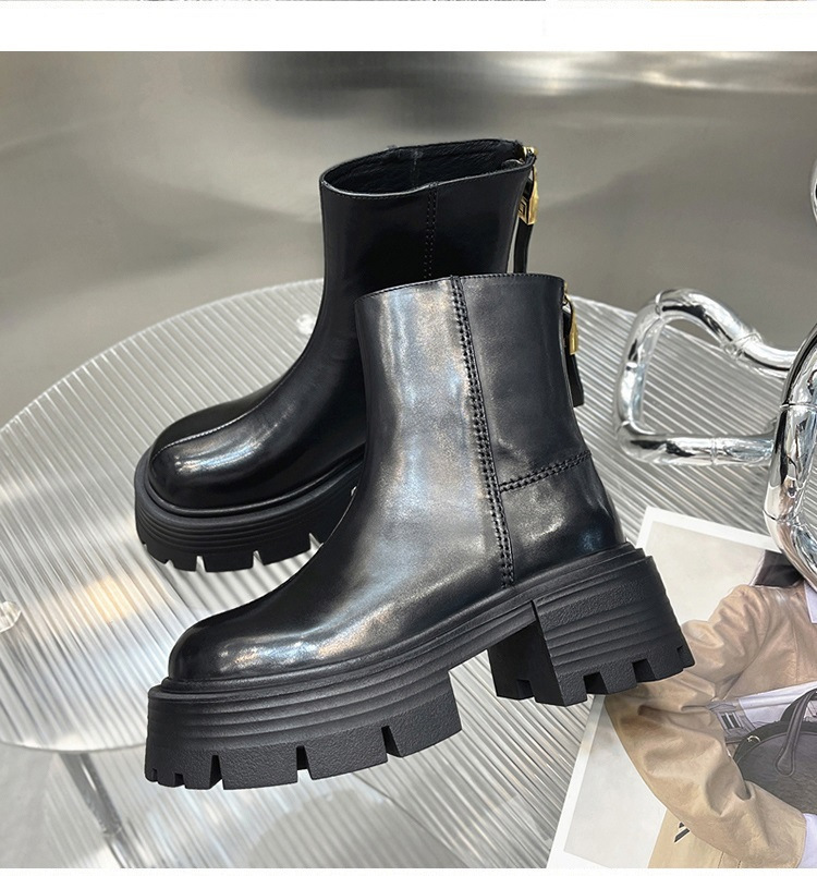 Autumn And Winter Korean Style Thick Bottom Chunky Heel Short Tube Fashion Boots Children - Image 5