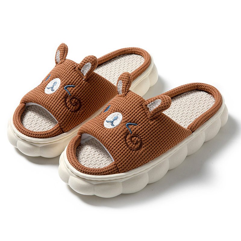 Cartoon Open Toe Couple Hemp Slippers - Image 2