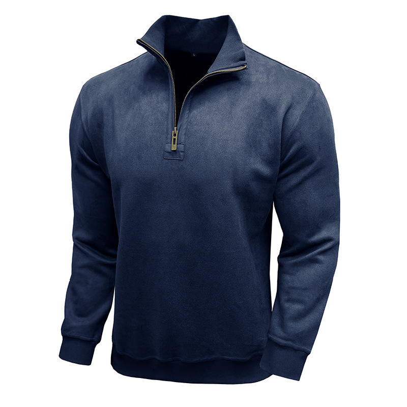 Men's Long-sleeved Zipped Stand Collar Sweater - Image 3