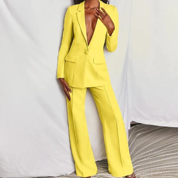 2 Piece Set  Spring Elegant Solid Long Sleeve Blazer Suit And Pants For Women Autumn Classic OL Street Outfit - Image 5