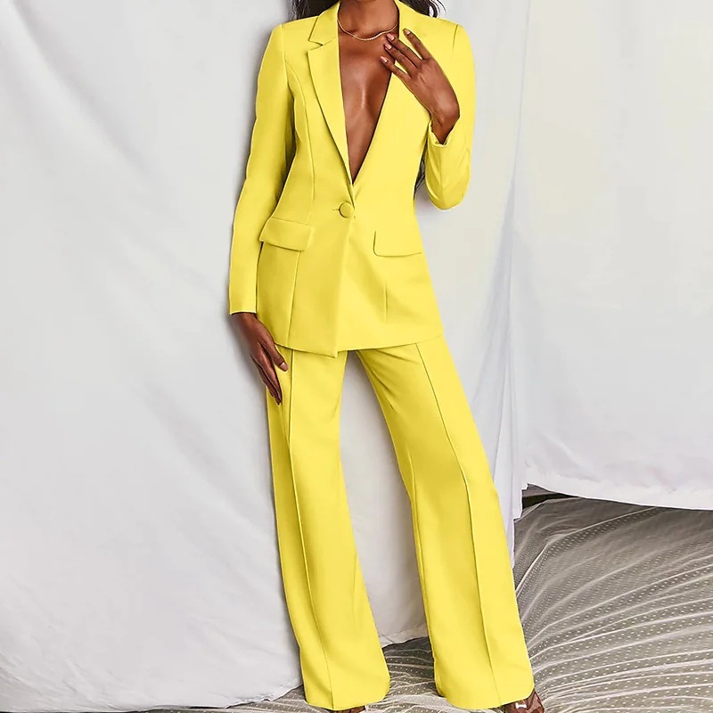 2 Piece Set  Spring Elegant Solid Long Sleeve Blazer Suit And Pants For Women Autumn Classic OL Street Outfit - Image 5