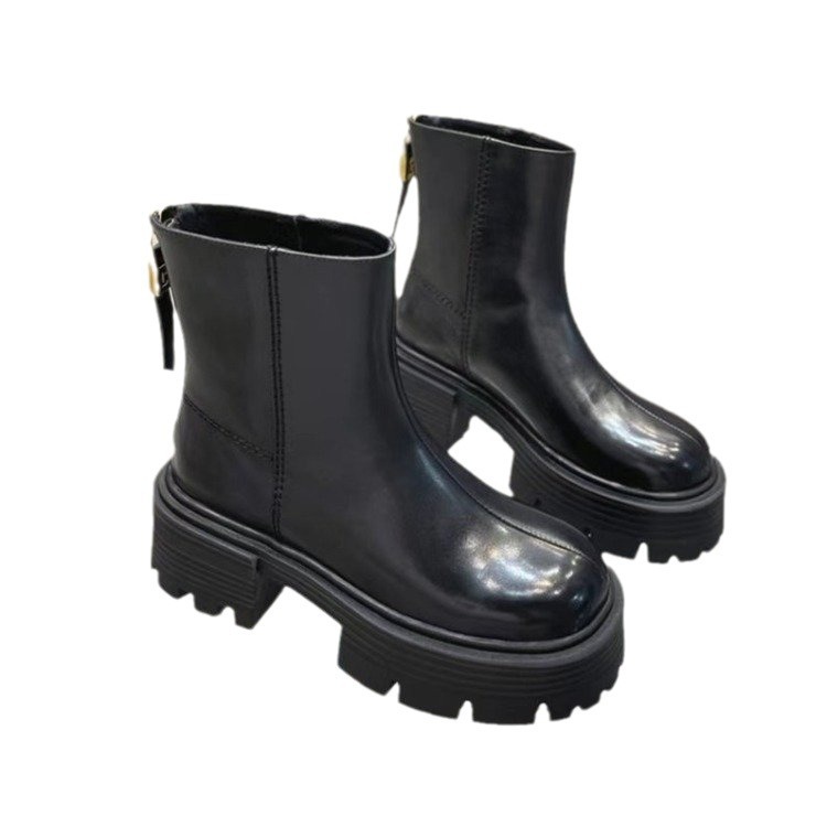 Autumn And Winter Korean Style Thick Bottom Chunky Heel Short Tube Fashion Boots Children - Image 4