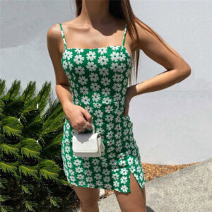 Beach Mini Skirt Printed Backless Sling Slim Fit Dress