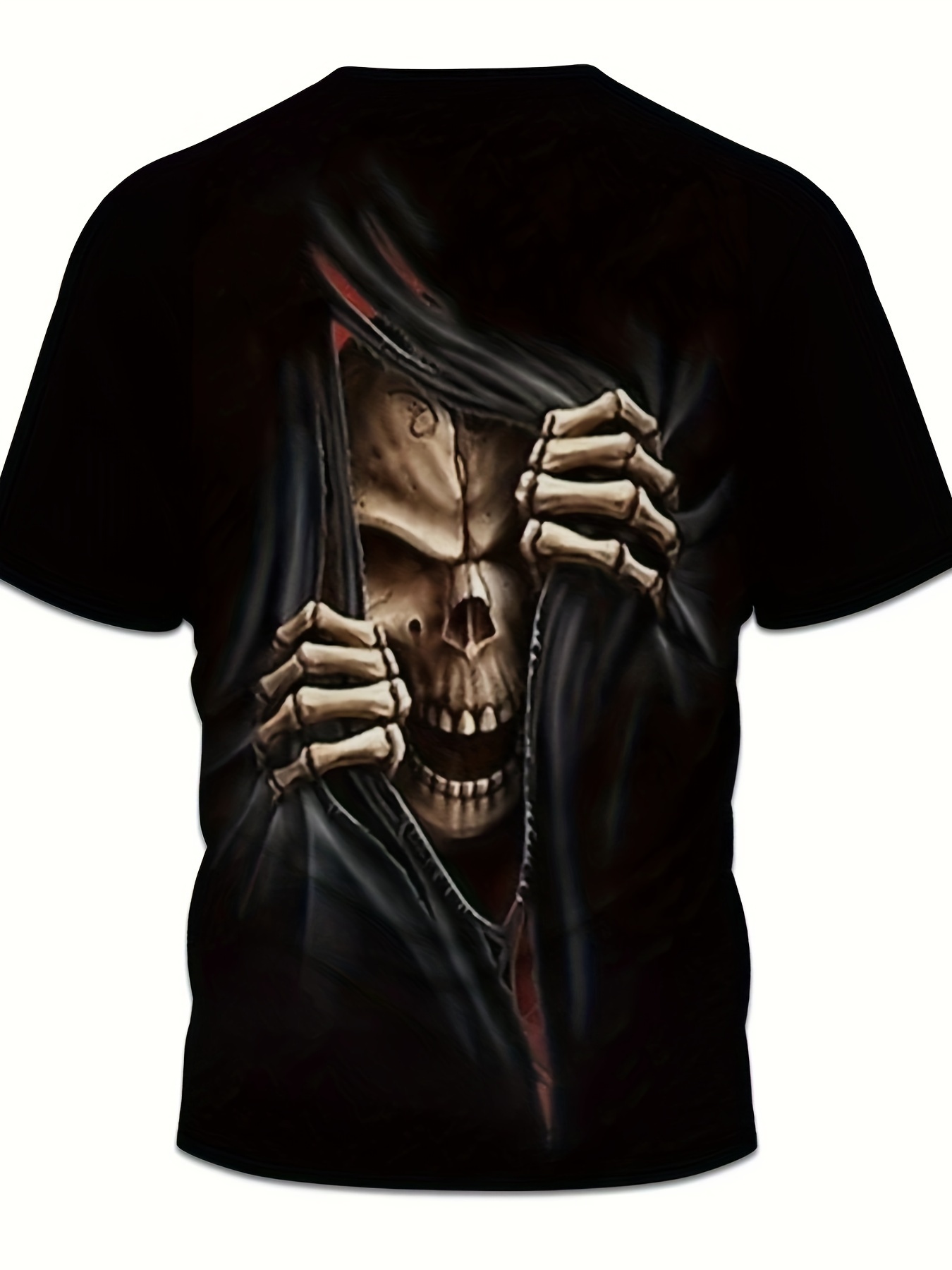 Men's 3D Skull Printed T-shirt - Casual Short Sleeve, Summer Outdoor, Stretch Polyester Blended, Machine Washable - Image 8