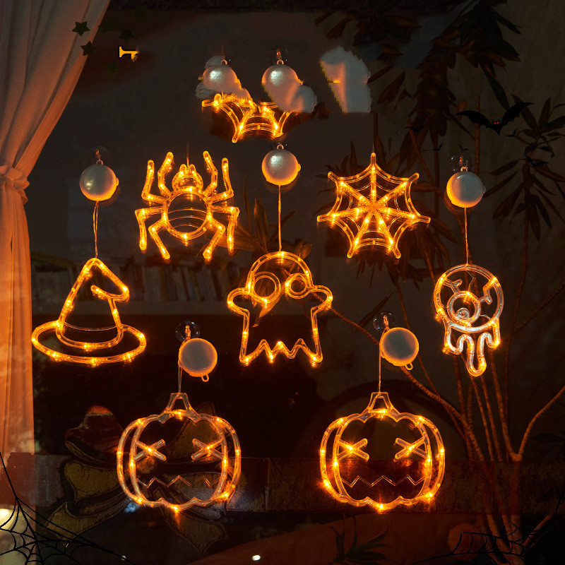 Halloween Window Hanging LED Lights Spider Pumpkin Hanging Ghost Horror Atmosphere Lights Holiday Party Decorative Lights Home Decor - Image 6