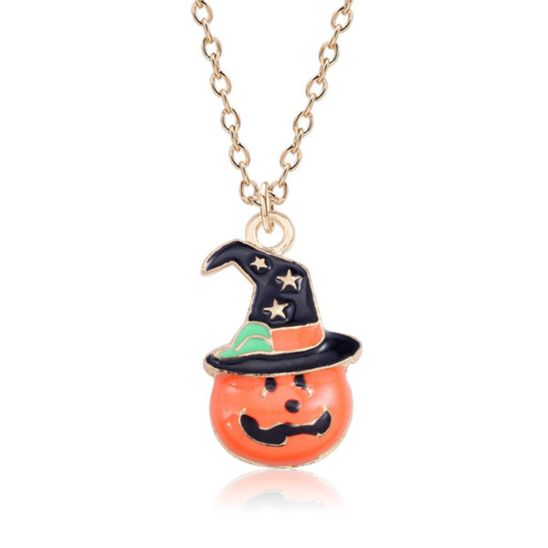 Halloween Oil Drop Pumpkin Cat Necklace Creative Clavicle Chain Pendant Fashion Jewelry Accessories - Image 5
