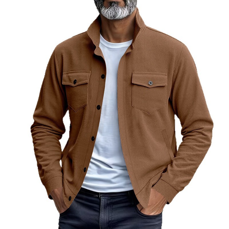 Simple Versatile Multi-pocket Long Sleeve Stand-up Collar Jacket Men's Clothing - Image 9