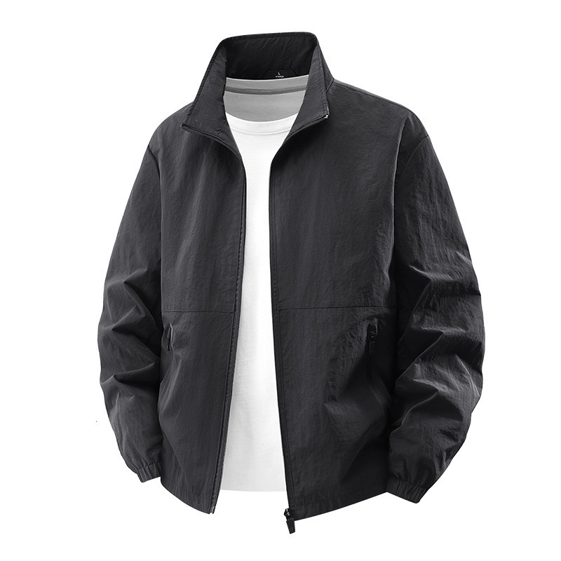 Outdoor Sports Plus Size Men's Casual Jacket Coat Solid Color Stand Collar - Image 5