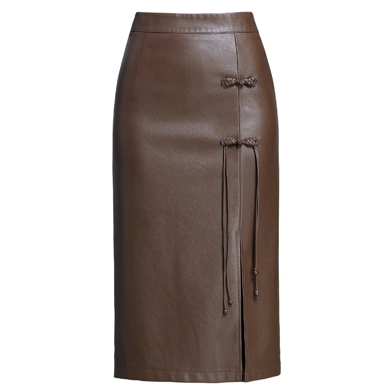 Autumn and winter PU hip hugging half body leather skirt for women - Image 2