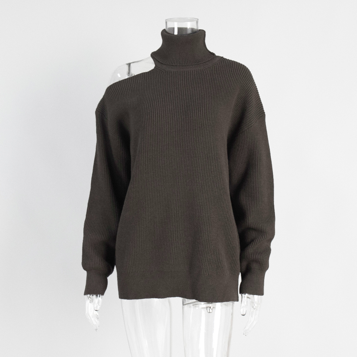 Fashion Pullover Knitting Turtleneck Off-the-shoulder Sweater - Image 9