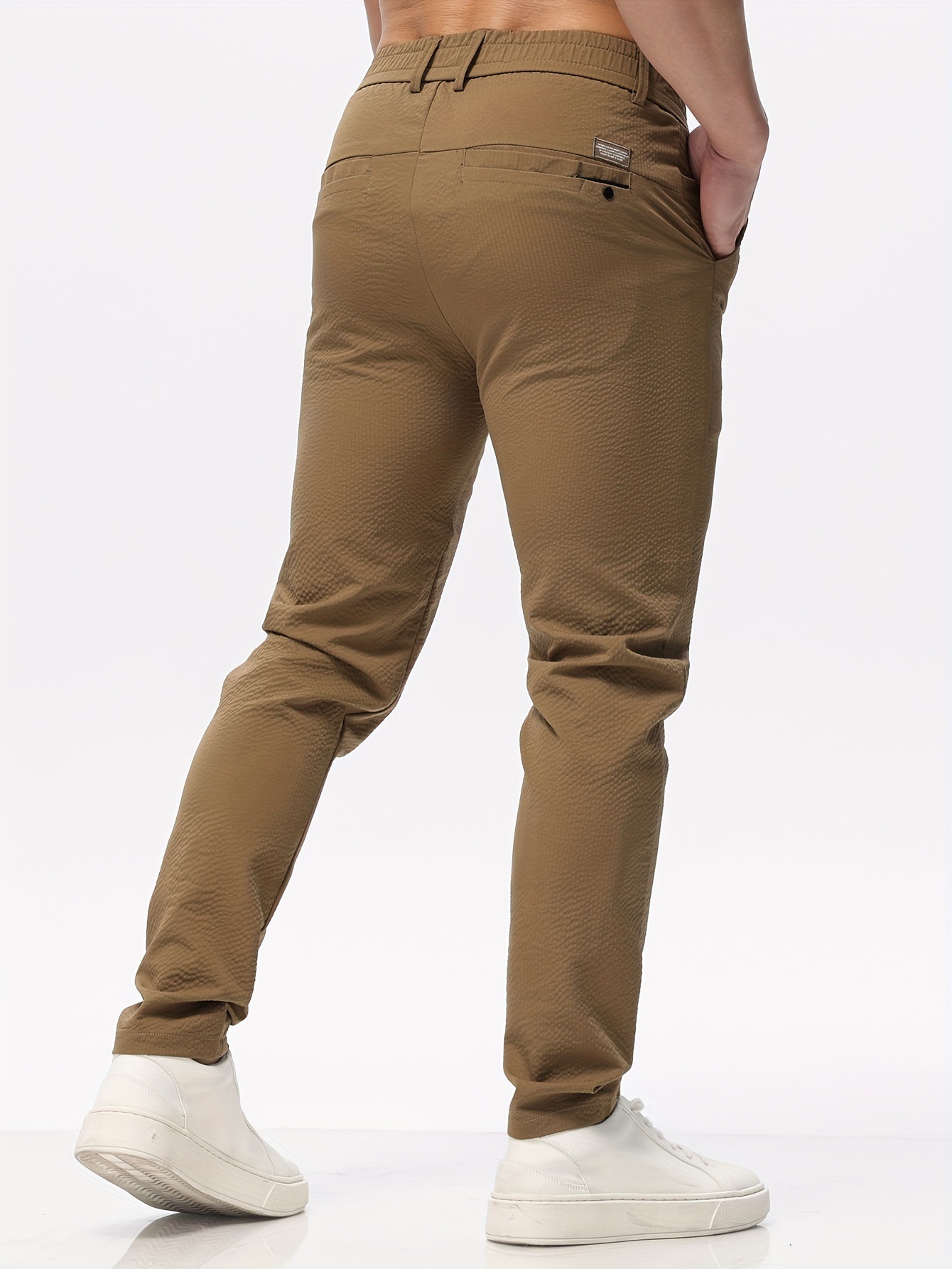 Men's Solid Classic Lightweight Slim Fit Pants Casual - Image 8
