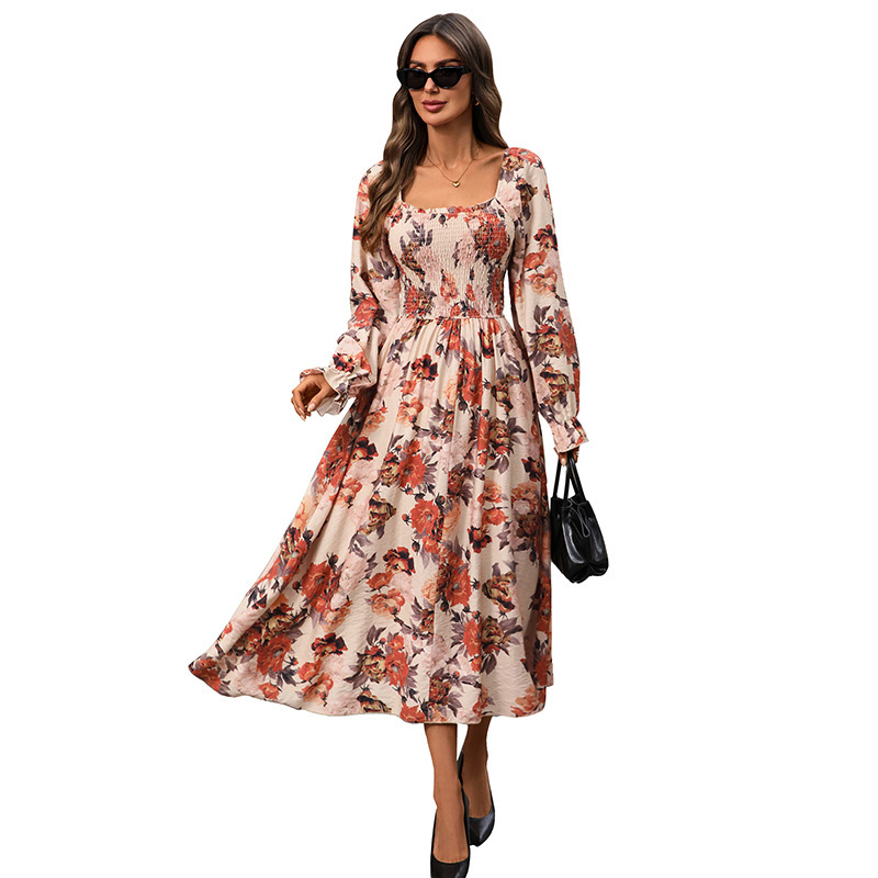 Retro French Romantic Elegant Printed Dress Women - Image 5
