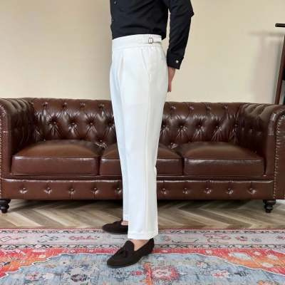High Waist Casual Slim Fit Suit Pants - Image 4