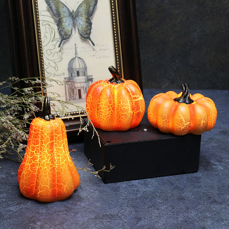New Halloween Pumpkin Lantern Simulation Pumpkin LED Candle Lamp Resin Luminous Pumpkin - Image 4
