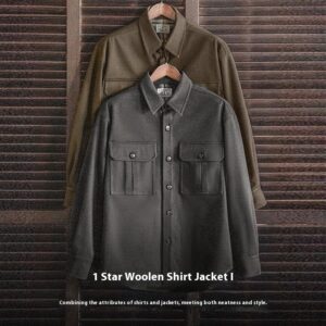 American Retro Woolen Shirt Jacket For Men