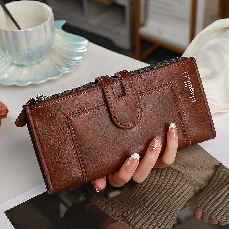 Women's Wallet Long Two-fold Zipper Plain - Image 5