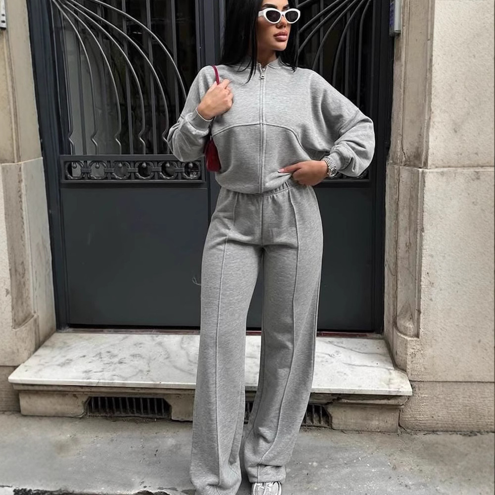 Women's European And American Leisure Cardigan Pants Two-piece Set