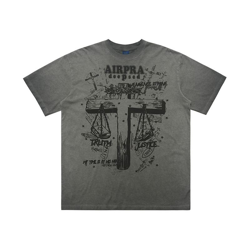 Printed Cotton Short-sleeved T-shirt Men's And Women's Bottoming Shirt Autumn And Winter - Image 6